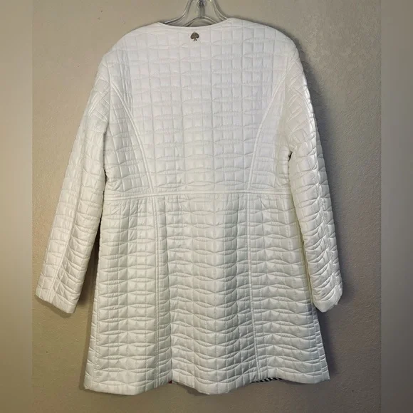 Kate Spade Bow Collar White Quilted Women's Coat Size XL - Picture 2 of 7